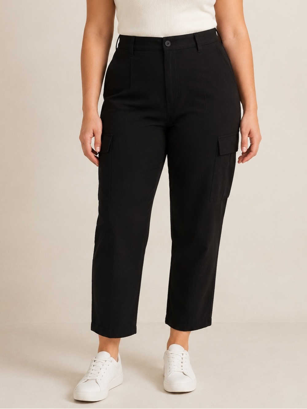 Aeropostale Black High Rise Utility Cargo Carpenter Straight Leg Pants